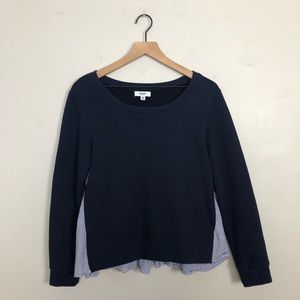 Kensie Blue Sweatshirt w/ Fabric Back Insert